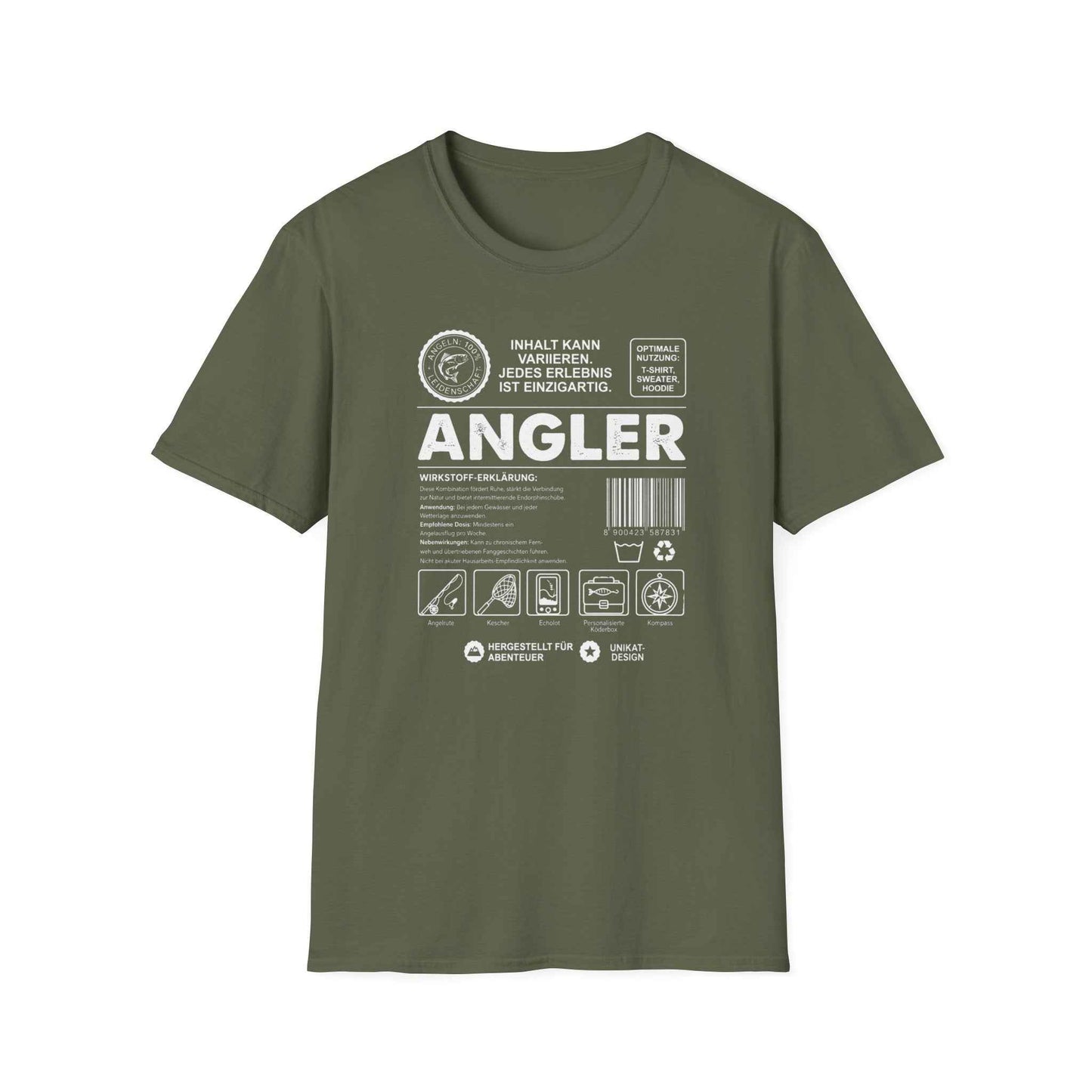 Wirkstoff Angler T-Shirt Herren – T-Shirt Rückansicht