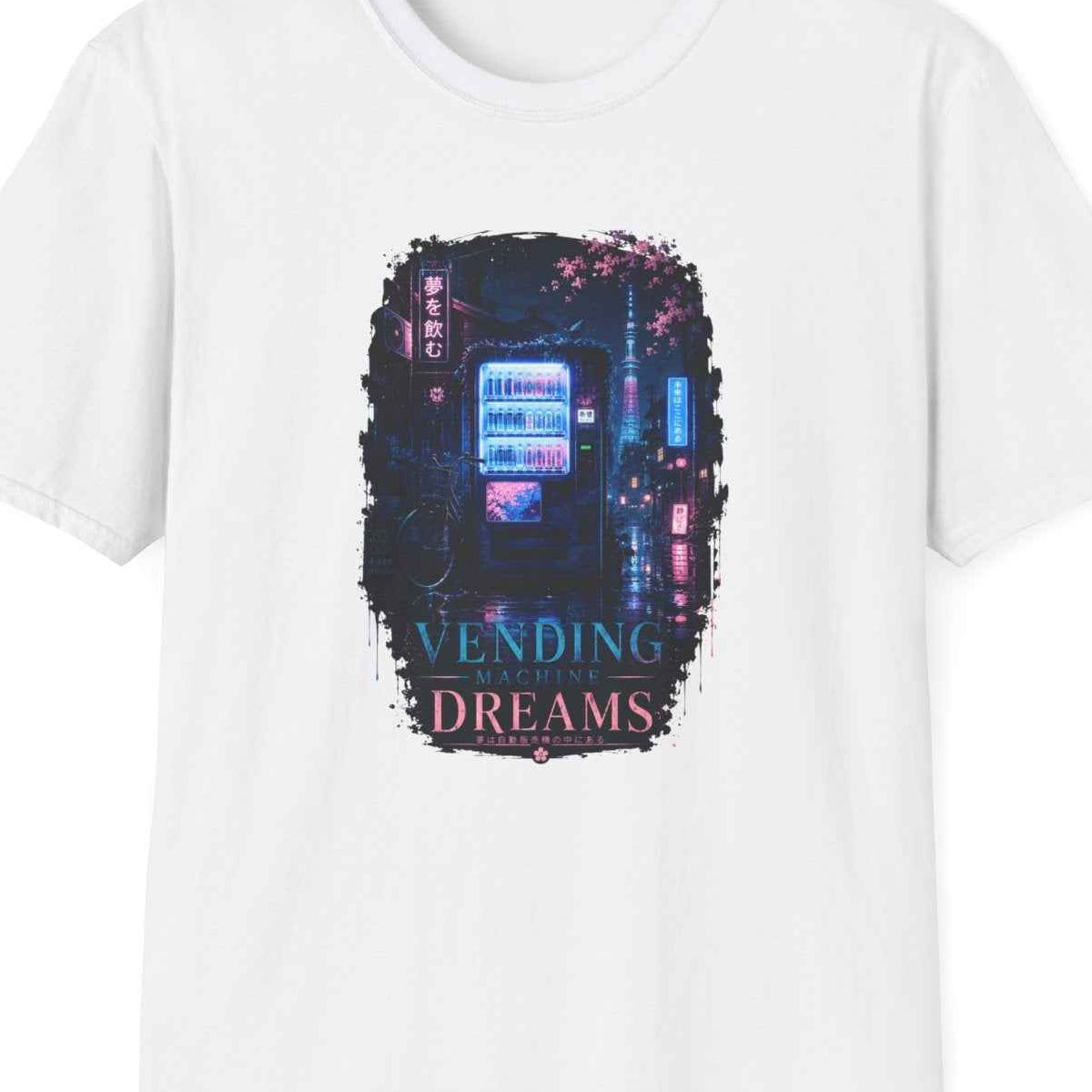Vending Machine Dreams T-Shirt weiß Japanese Art Graphic Tee Geschenk – Design Nahaufnahme