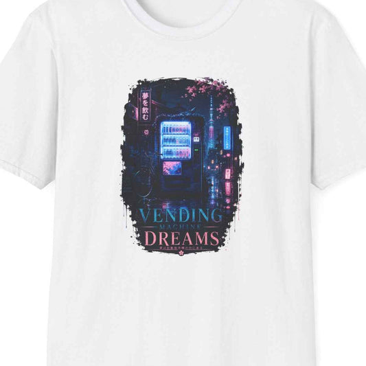 Vending Machine Dreams T-Shirt weiß Japanese Art Graphic Tee Geschenk – Design Nahaufnahme