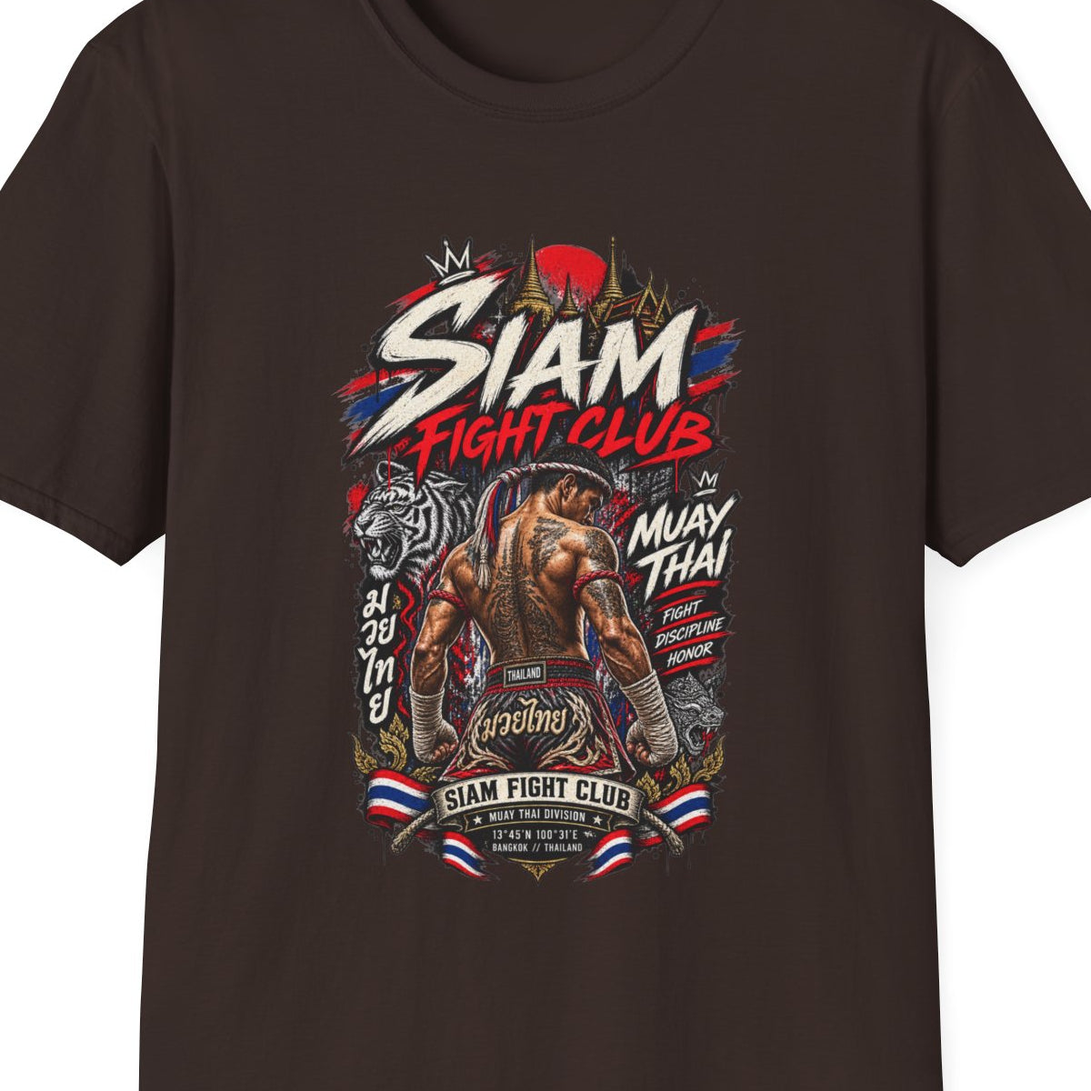 Thai Boxer T-Shirt braun — Siam Muay Thai Vintage – Design Nahaufnahme