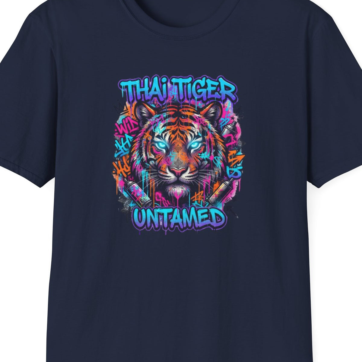Navy Thai Tiger Untamed T-Shirt – Design Nahaufnahme
