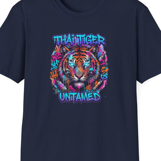 Navy Thai Tiger Untamed T-Shirt – Design Nahaufnahme