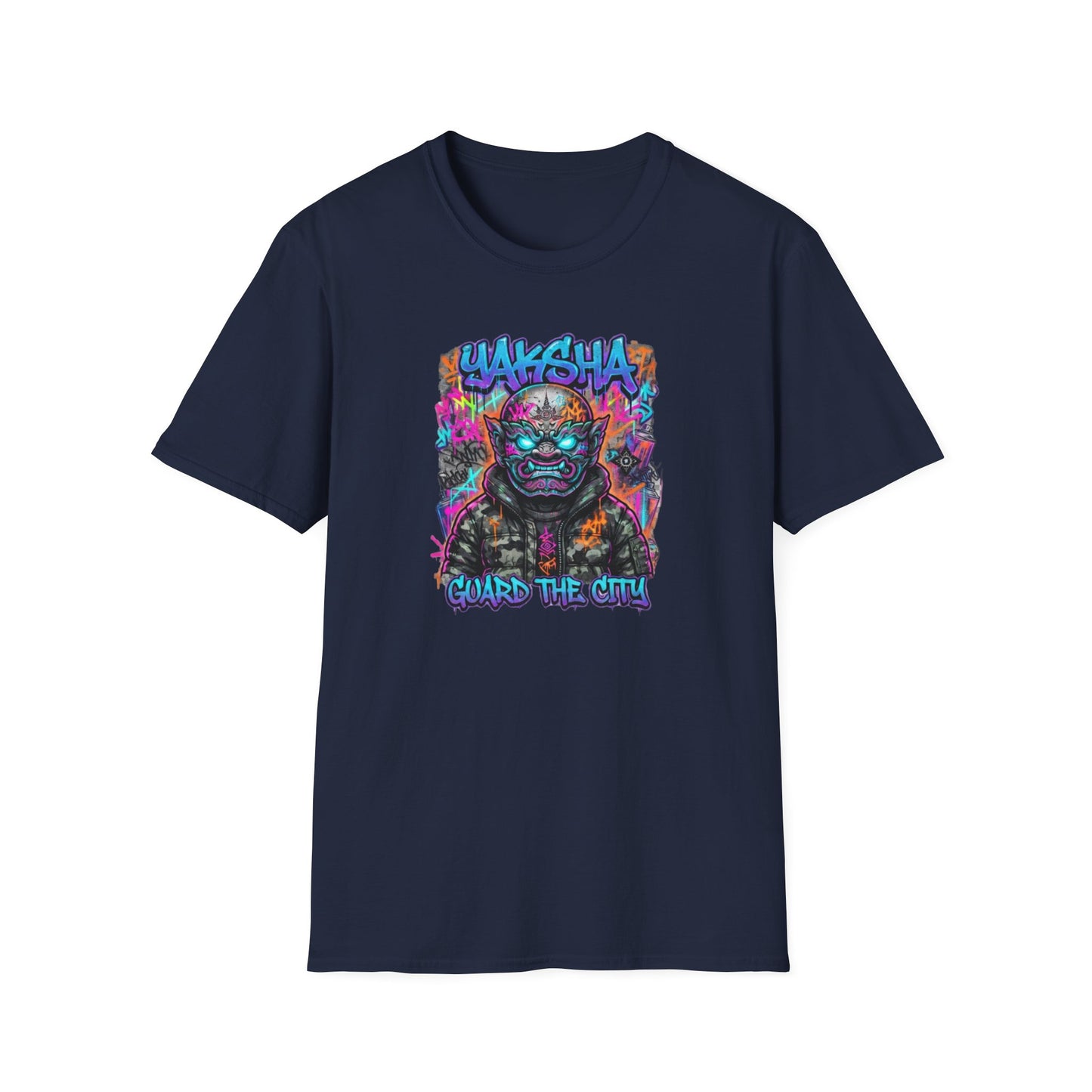 Yaksha T-Shirt Navy — Neon Dämon Streetwear Vorderansicht
