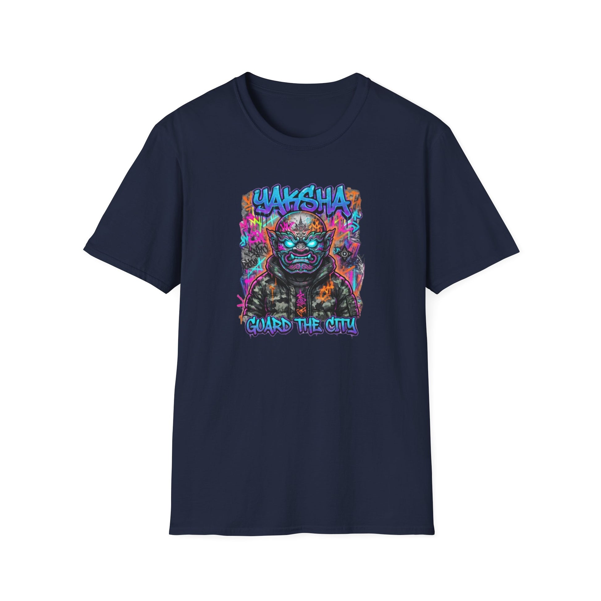 Yaksha T-Shirt Navy — Neon Dämon Streetwear Vorderansicht