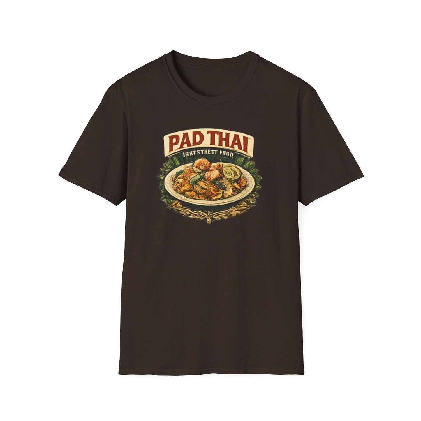 Pad Thai T-Shirt braun Dark Chocolate — Thai Food Graphic Tee Vorderansicht