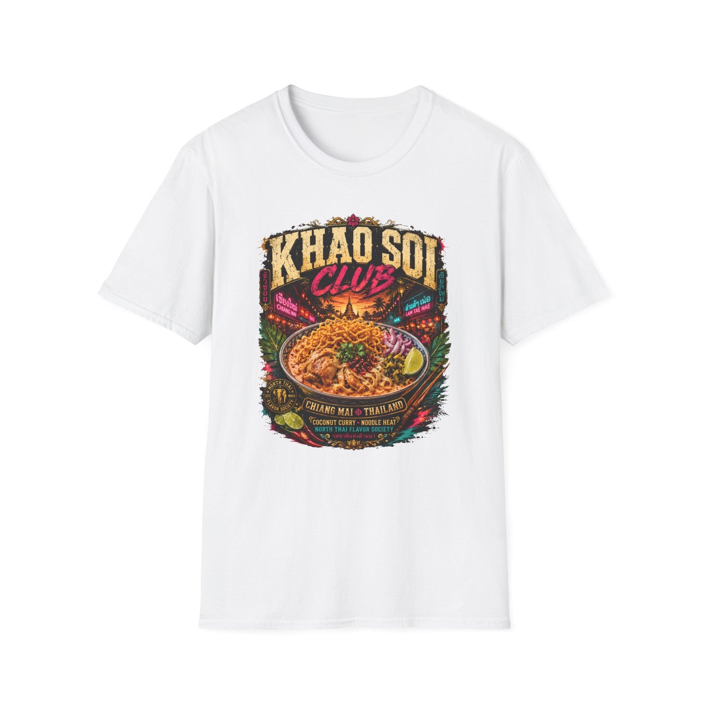 Khao Soi Club T-Shirt weiß Chiang Mai Thai Food Streetwear Graphic Tee Geschenk
