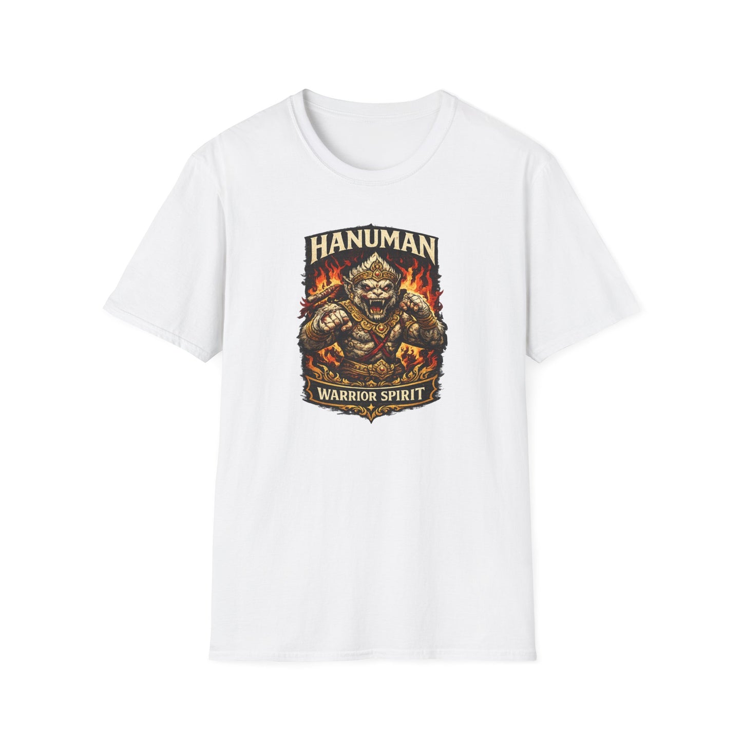 Hanuman Warrior Spirit T-Shirt weiß — Krieger-Emblem Graphic Tee Geschenk