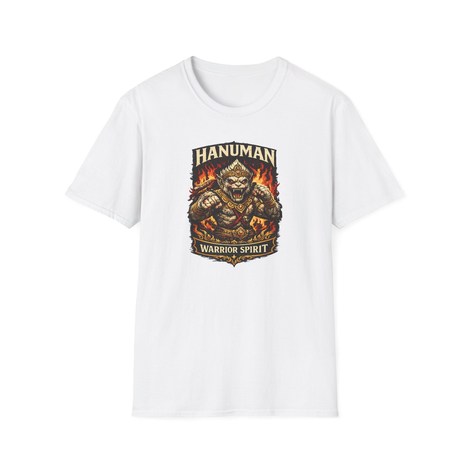 Hanuman Warrior Spirit T-Shirt weiß — Krieger-Emblem Graphic Tee Geschenk