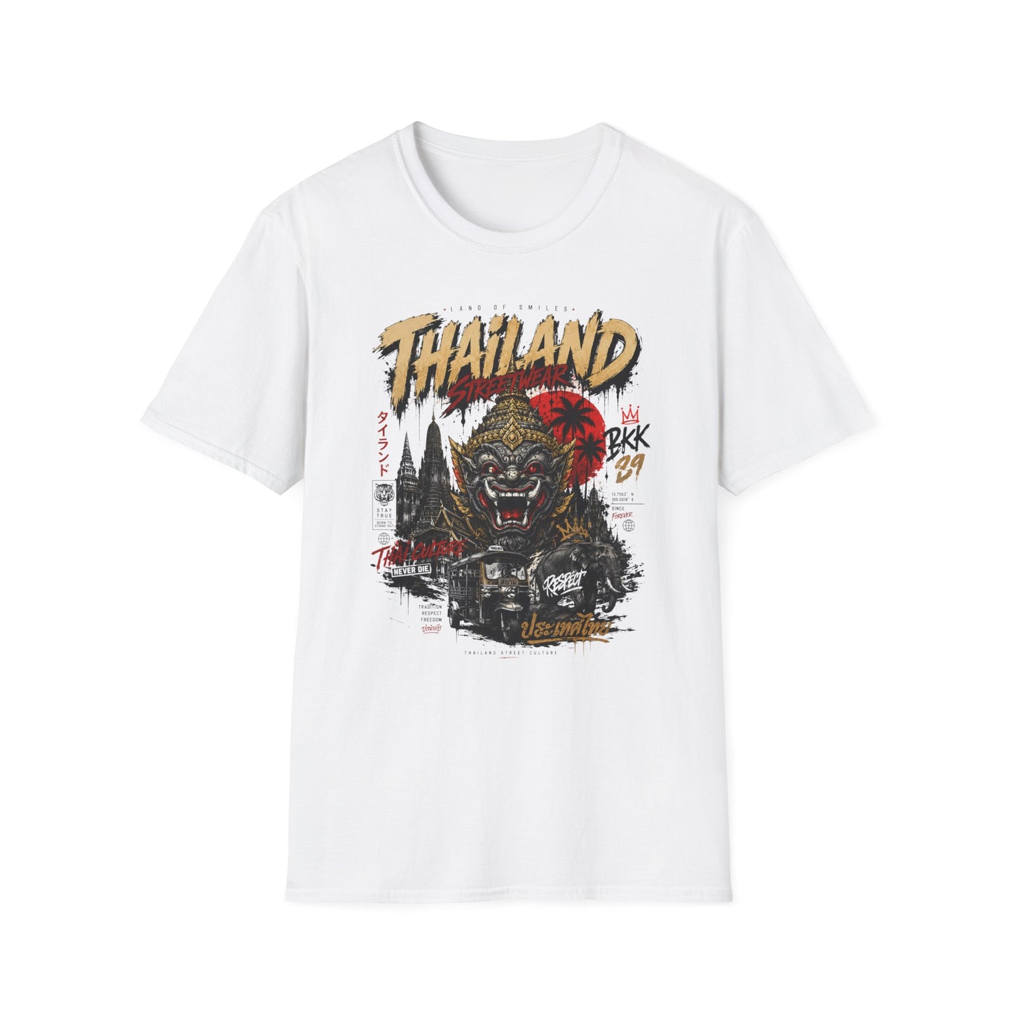 Thailand Streetwear T-Shirt weiß — Yaksha Maske Bangkok Graphic Tee Geschenk