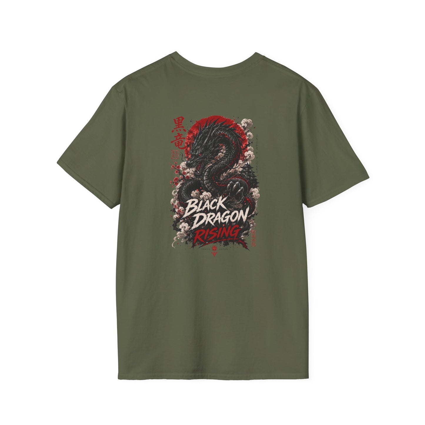 Black Dragon Rising T-Shirt Military Green — Drachen Streetwear Vorderansicht