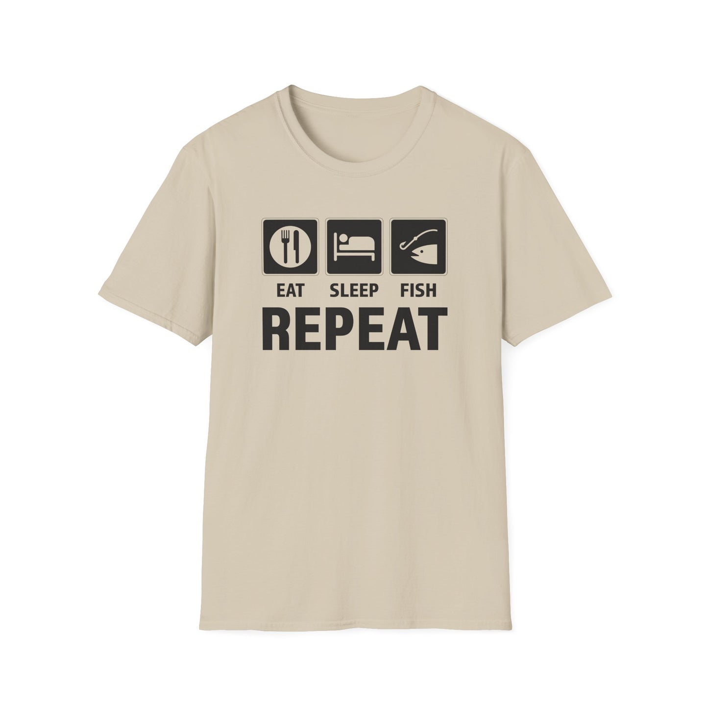 Eat Sleep Fish - Repeat – T-Shirt Designdetail Nahaufnahme