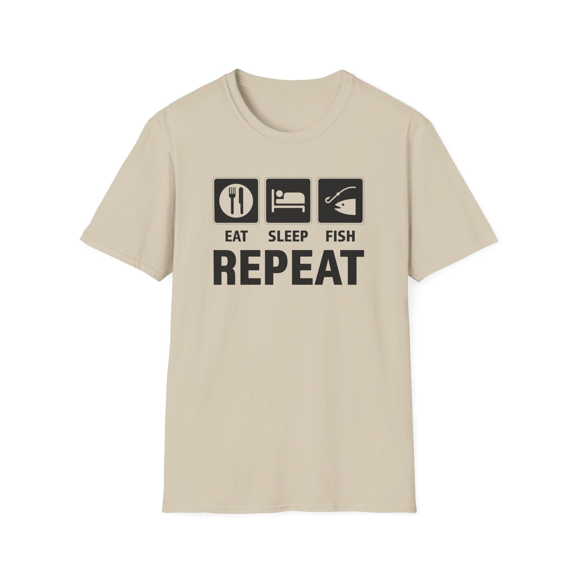 Eat Sleep Fish - Repeat – T-Shirt Designdetail Nahaufnahme