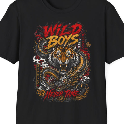 Wild Boys Never Tame T-Shirt — Tiger Dragon Japanese Streetwear Unisex Tee