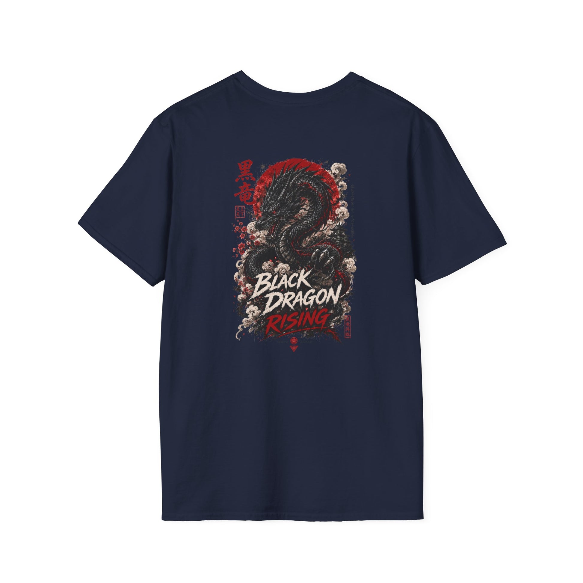 Black Dragon Rising T-Shirt Navy — Drachen Streetwear Vorderansicht