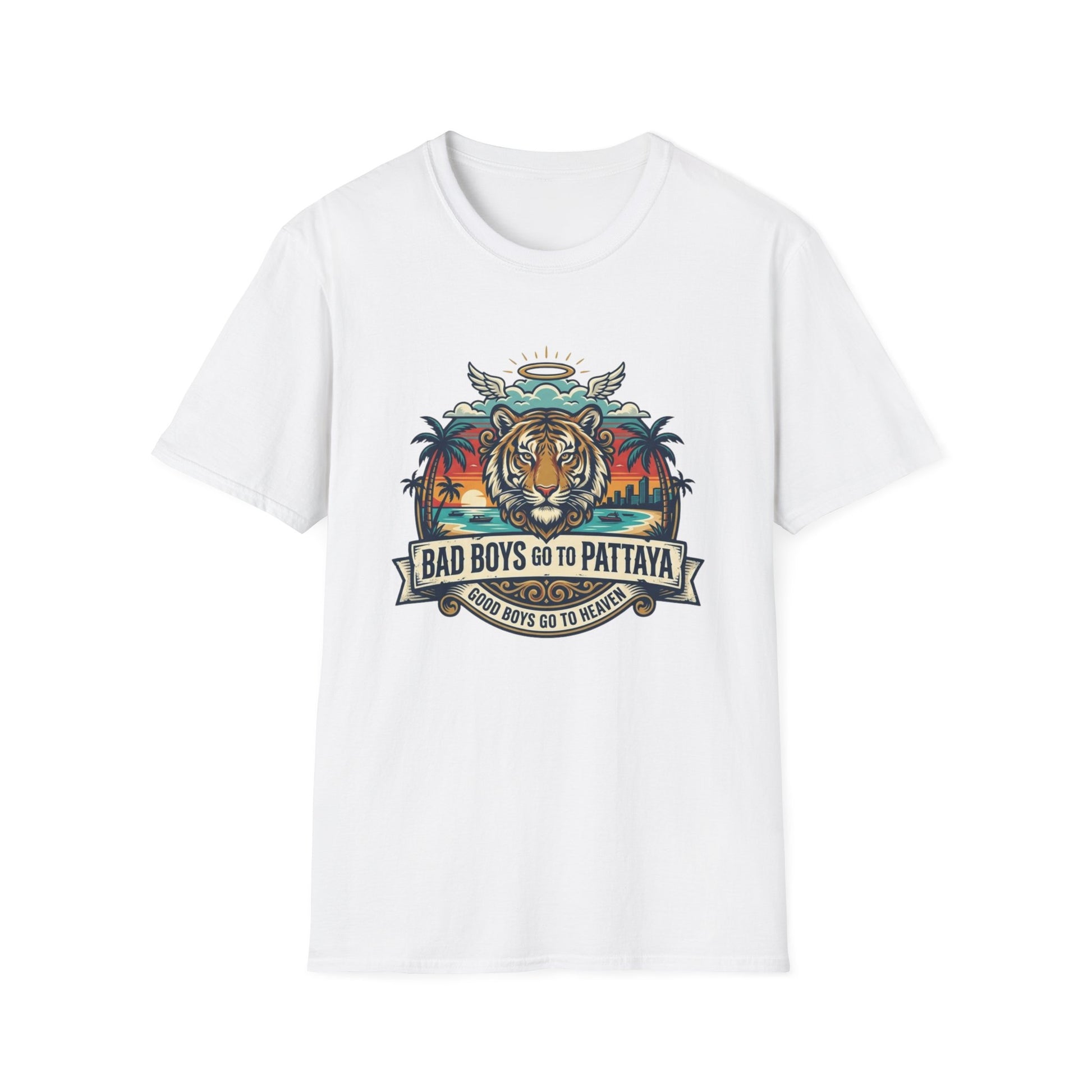 Thailand Tiger T-Shirt weiss Bad Boys Pattaya Souvenir Graphic Tee Streetwear