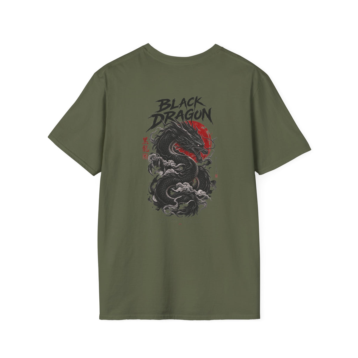 Black Dragon Tattoo T-Shirt military green — Irezumi Streetwear Vorderansicht