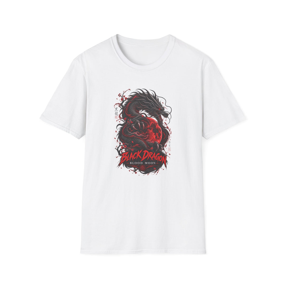 Blood Moon Dragon T-Shirt weiss — Japanese Dragon Graphic Tee Geschenk