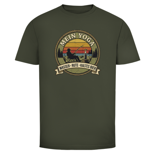 Mein Yoga Wasser Rute kaltes Bier – Angler T-Shirt – T-Shirt Detailansicht