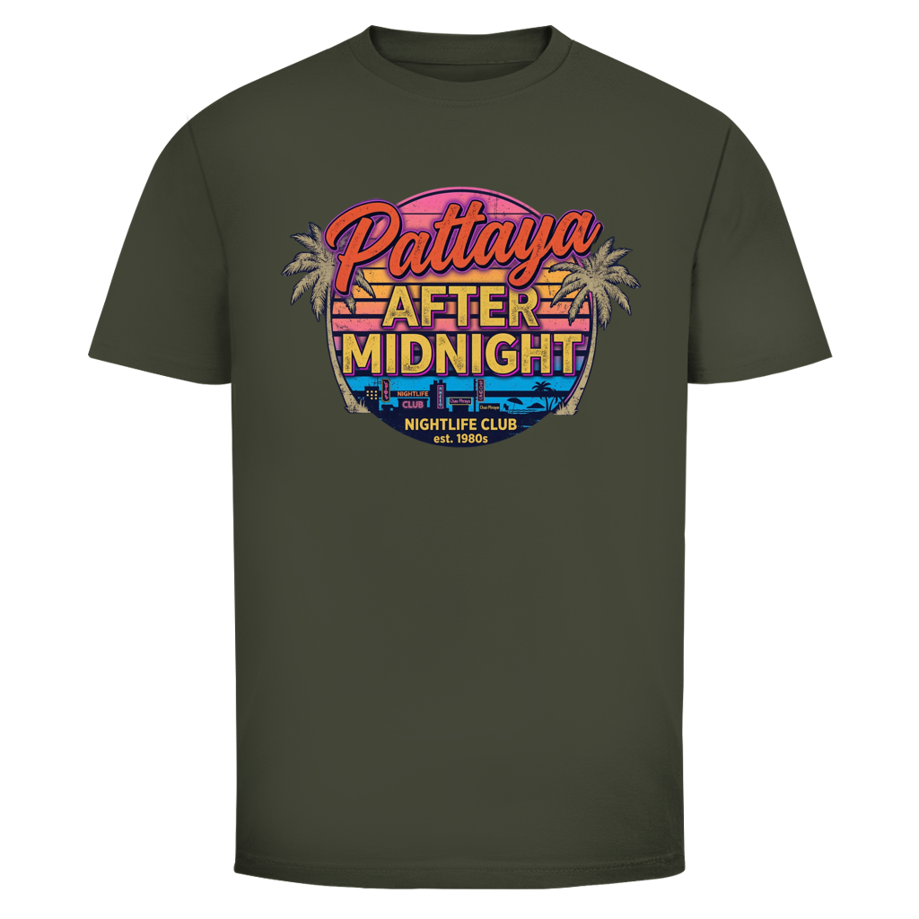 Pattaya After Midnight T-Shirt — Thailand Nightlife Retro Sunset Graphic Tee | Reise Geschenk – T-Shirt Ansicht 7