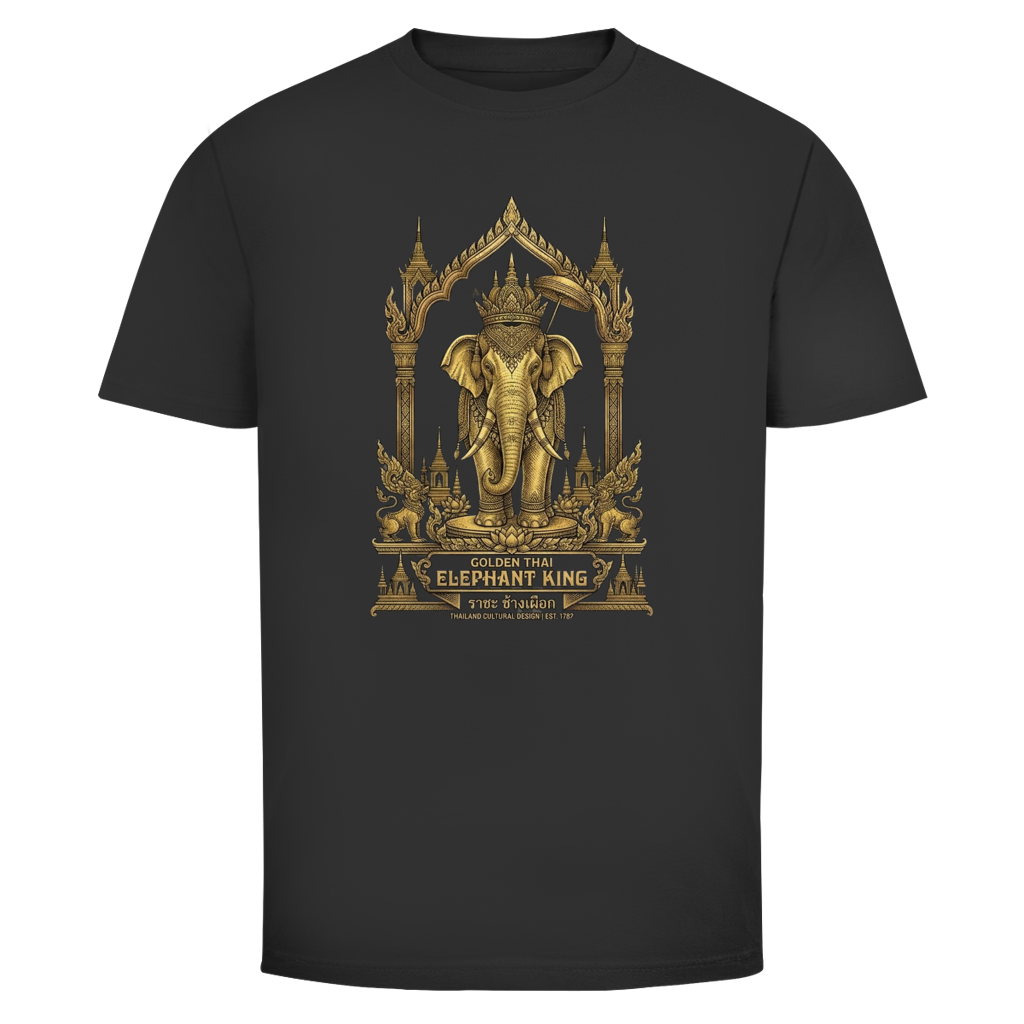 Thai Elephant T-Shirt — Golden Temple Thailand Graphic Tee | Elefant Geschenk – T-Shirt Frontansicht