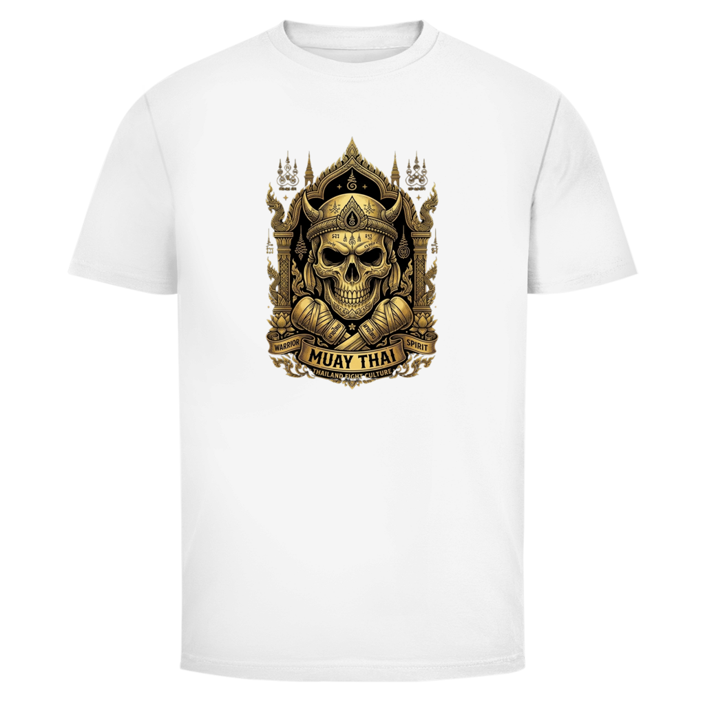 Muay Thai Skull T-Shirt — Thailand Fighter Totenkopf Graphic Tee | Kampfsport Geschenk – T-Shirt Rückansicht