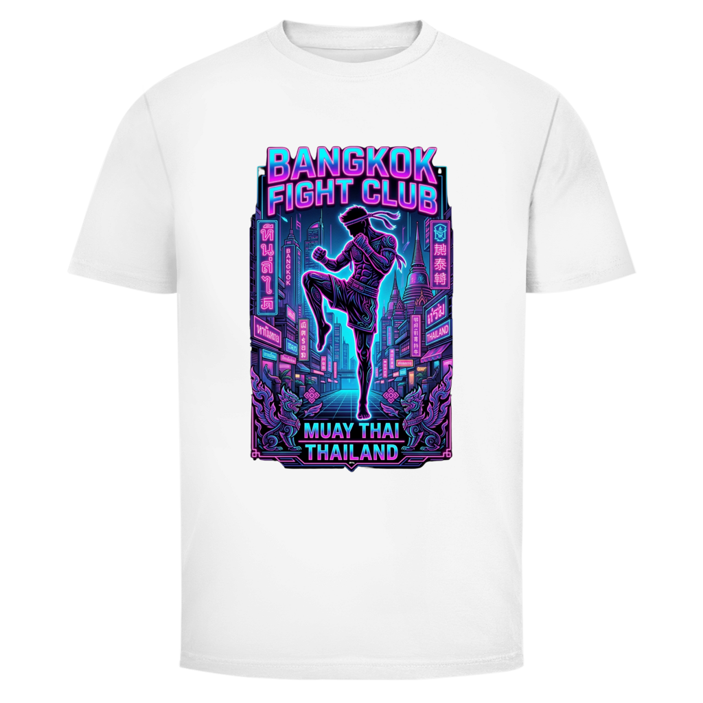 Muay Thai T-Shirt — Bangkok Fight Club Cyberpunk Graphic Tee | Kampfsport Geschenk – T-Shirt Rückansicht