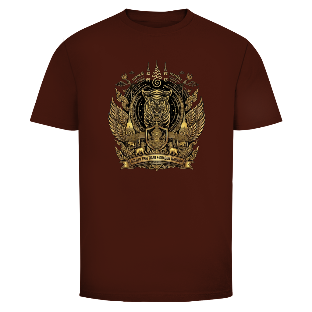 Tiger Dragon T-Shirt — Golden Warrior Thailand Streetwear Graphic Tee | Geschenk fuer Ihn – T-Shirt Lifestyle-Ansicht