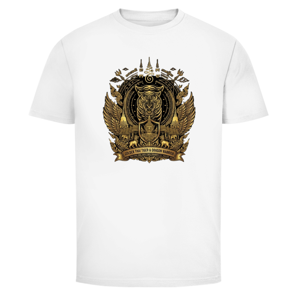 Tiger Dragon T-Shirt — Golden Warrior Thailand Streetwear Graphic Tee | Geschenk fuer Ihn – T-Shirt Rückansicht