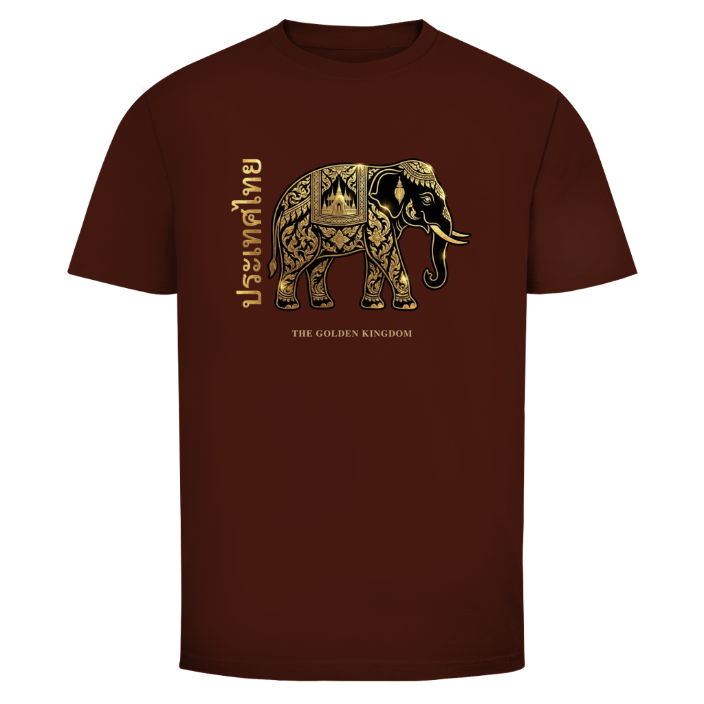 Thai Elephant T-Shirt — Golden Kingdom Thailand Streetwear Graphic Tee | Elefant Geschenk – T-Shirt Lifestyle-Ansicht