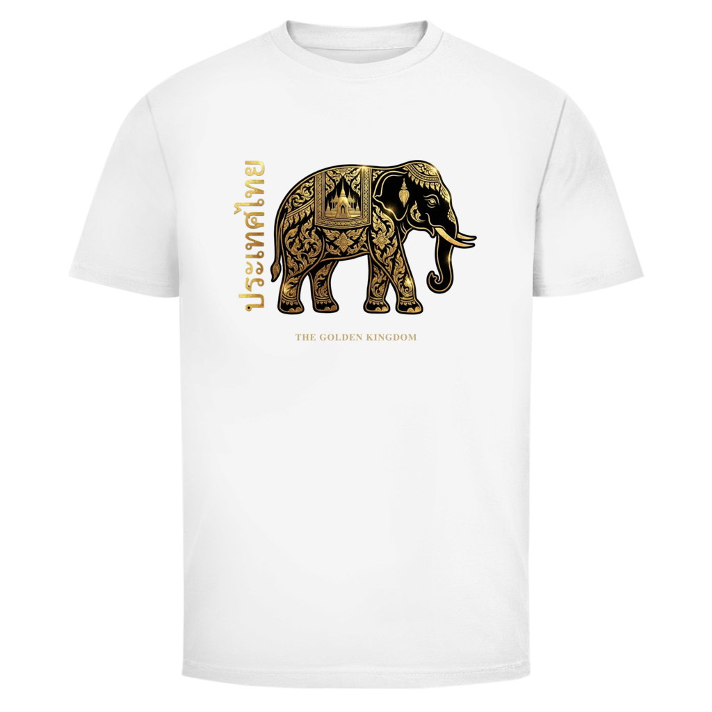 Thai Elephant T-Shirt — Golden Kingdom Thailand Streetwear Graphic Tee | Elefant Geschenk – T-Shirt Rückansicht