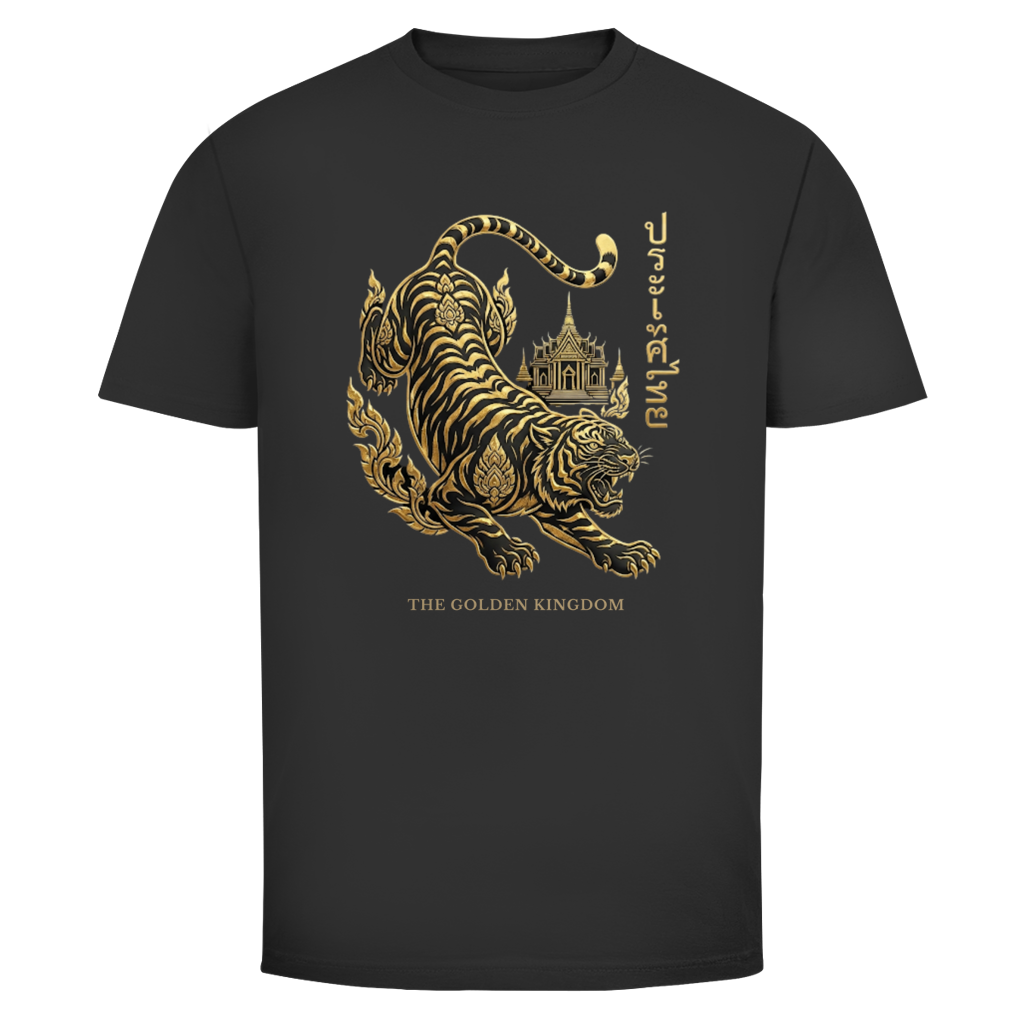 Tiger T-Shirt — Thailand Sukajan Gold Streetwear Graphic Tee | Geschenk fuer Ihn – T-Shirt Frontansicht