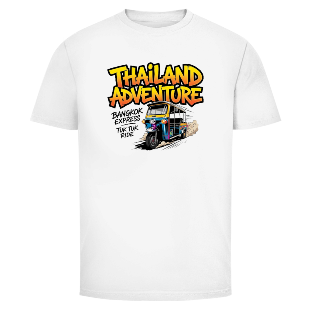 Thailand Adventure Tuk Tuk T-Shirt — Bangkok Streetwear Retro Graphic Tee | Reise Geschenk – T-Shirt Frontansicht