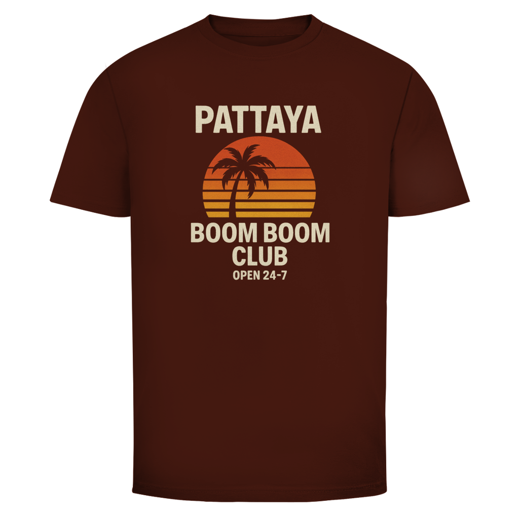 Pattaya Boom Boom Club T-Shirt Herren – Thailand Party & Retro Sunset Shirt