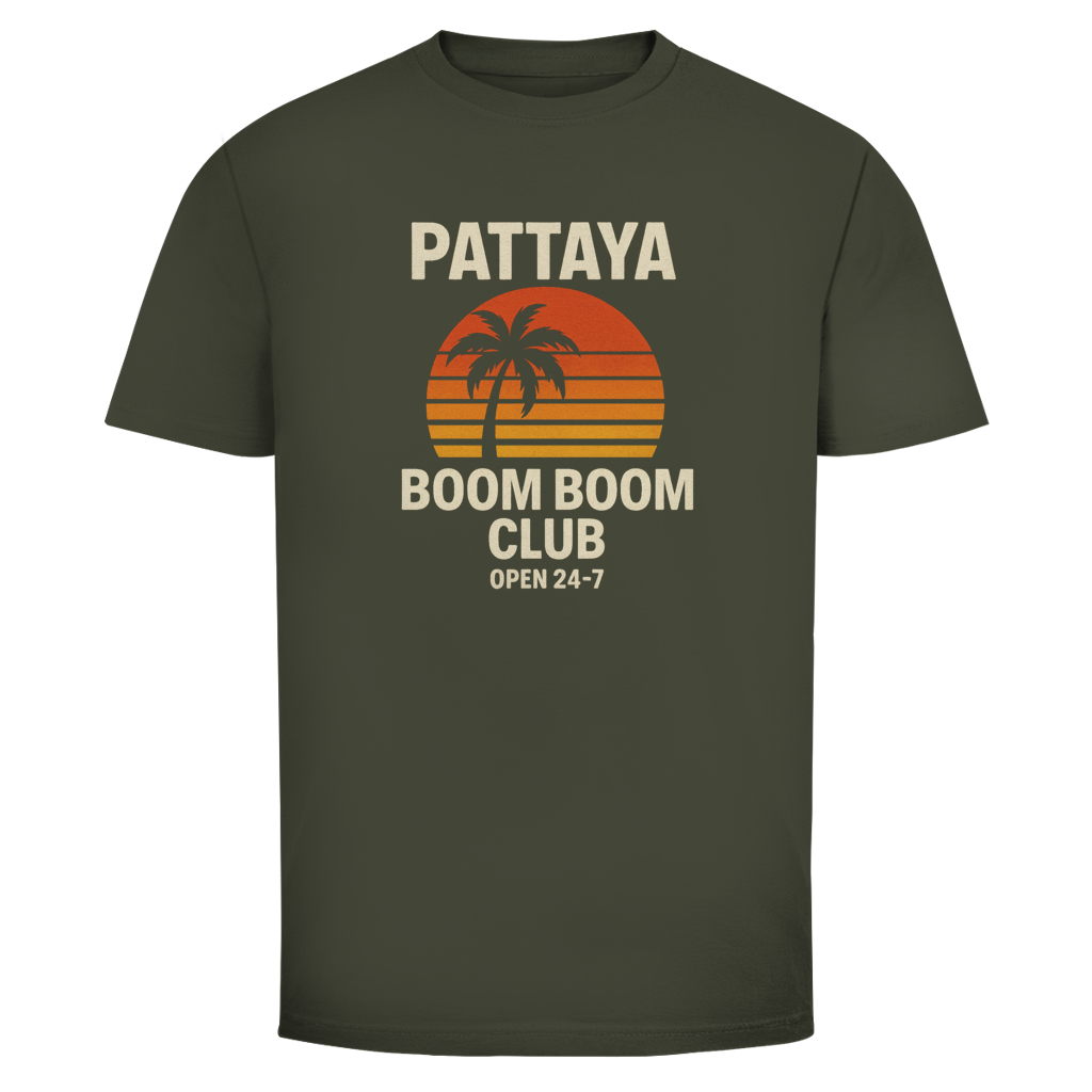 Pattaya Boom Boom Club T-Shirt Herren – Thailand Party & Retro Sunset Shirt