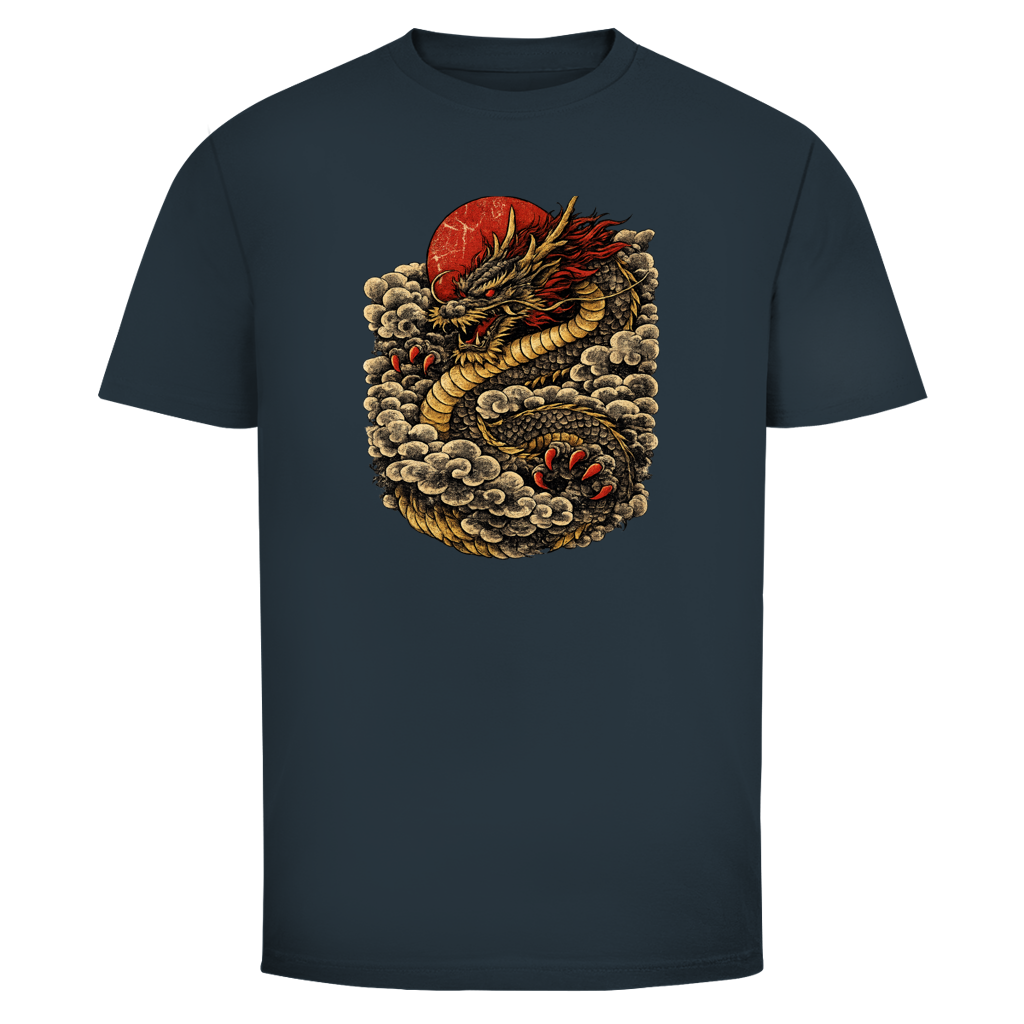 Dragon T-Shirt — Golden Dragon Rising Asia Streetwear Graphic Tee | Drachen Geschenk – T-Shirt Ansicht 6