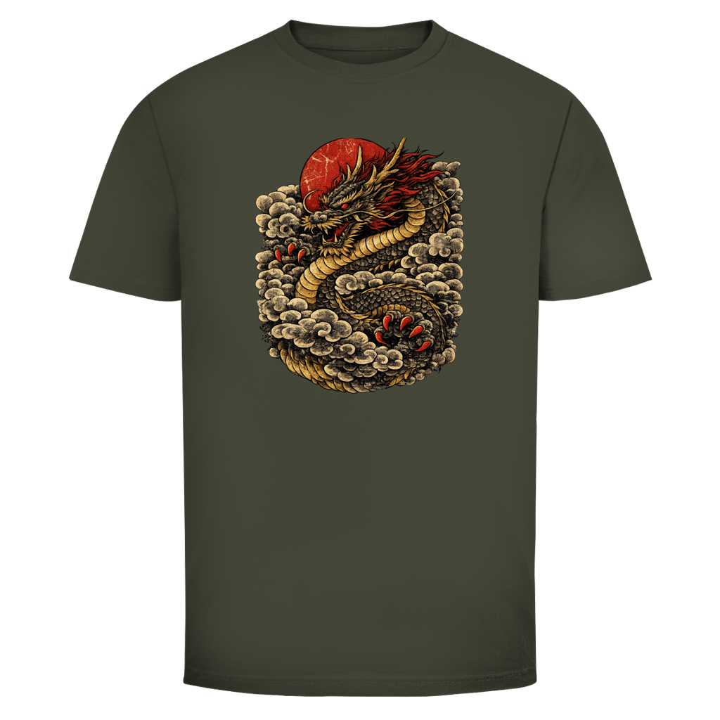 Dragon T-Shirt — Golden Dragon Rising Asia Streetwear Graphic Tee | Drachen Geschenk – T-Shirt Ansicht 7