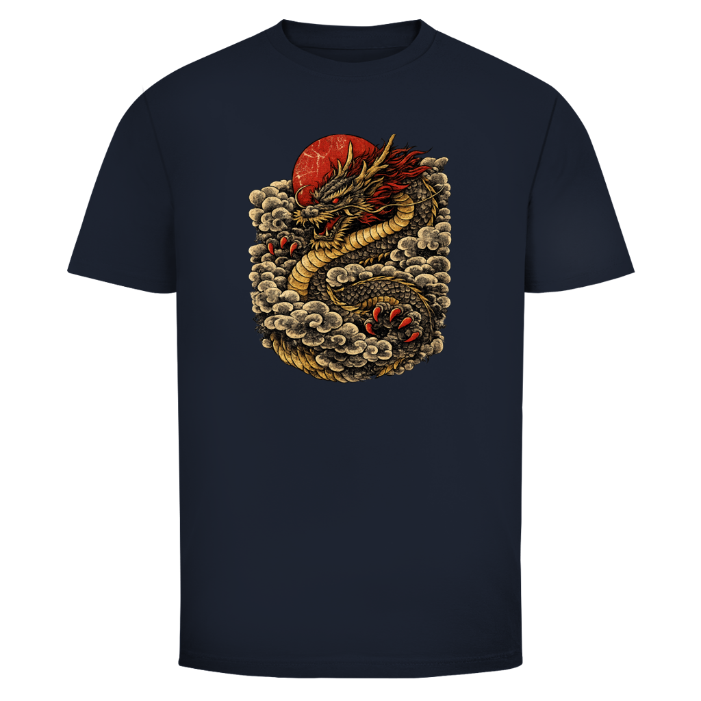 Dragon T-Shirt — Golden Dragon Rising Asia Streetwear Graphic Tee | Drachen Geschenk – T-Shirt Größentabelle