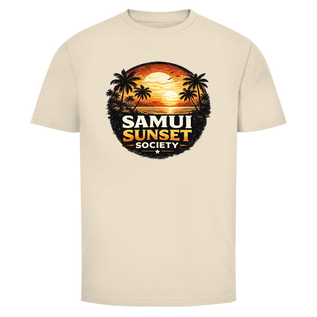 Samui Sunset Society T-Shirt – Thailand – T-Shirt Designdetail Nahaufnahme