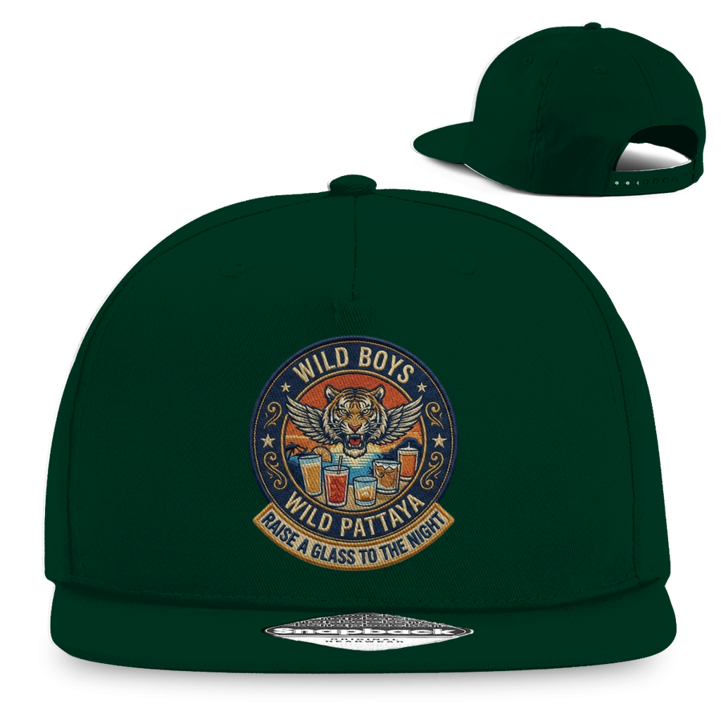 Wild Pattaya Snapback Cap – Raise a Glass to the Night – T-Shirt Rückansicht
