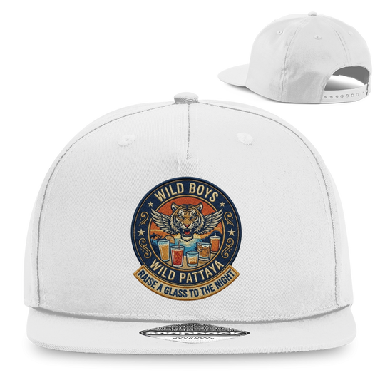 Wild Pattaya Snapback Cap – Raise a Glass to the Night – T-Shirt Frontansicht