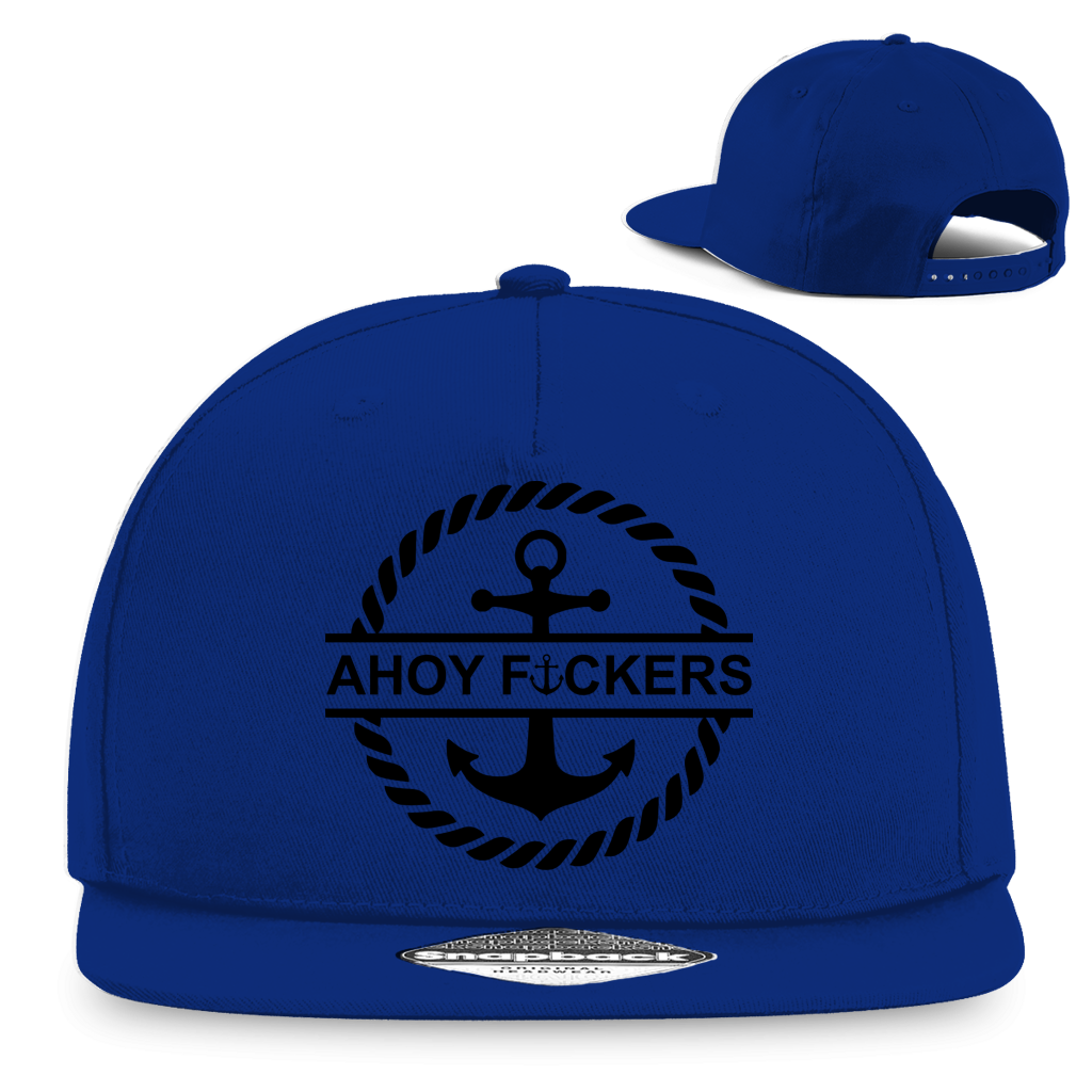 AHOY F*CKERS Snapback – Angler Cap – T-Shirt Rückansicht
