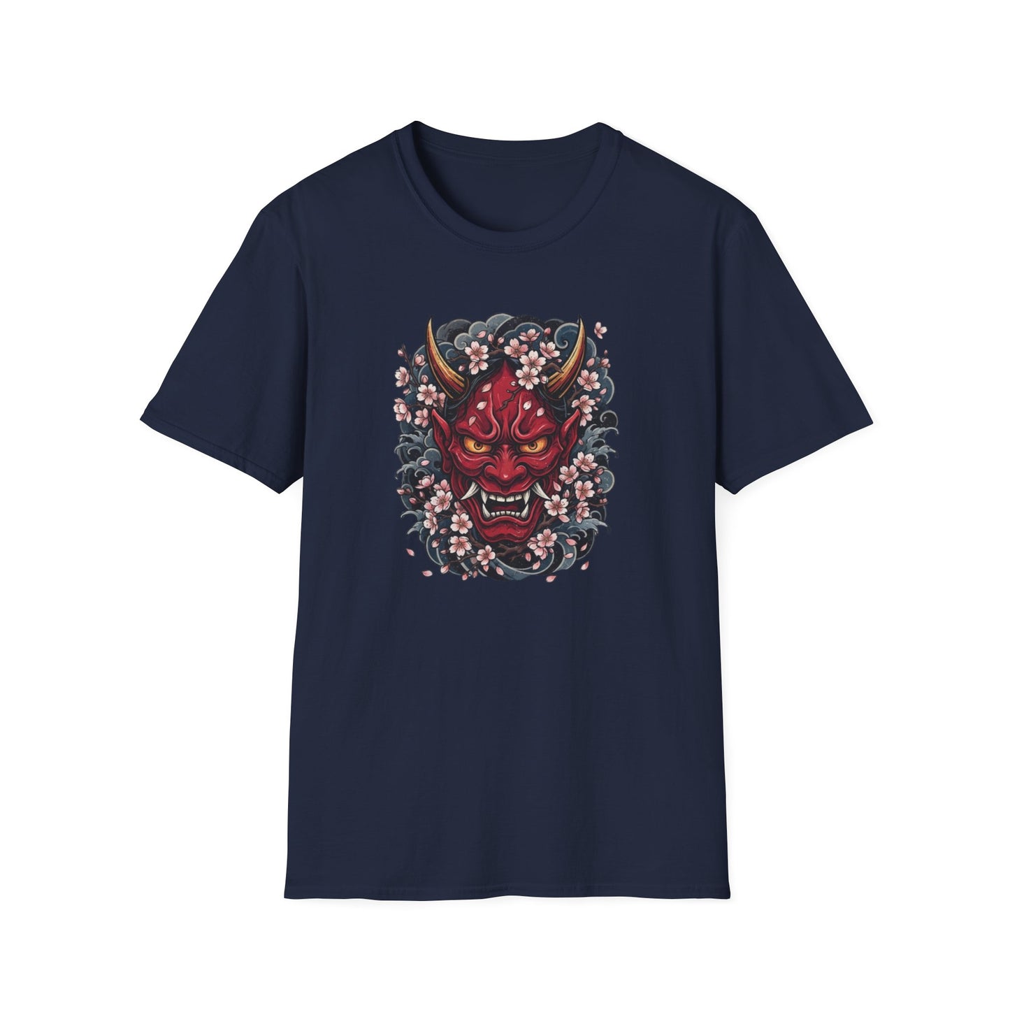 Hannya Maske T-Shirt navy — Japanese Streetwear Dämon Vorderansicht
