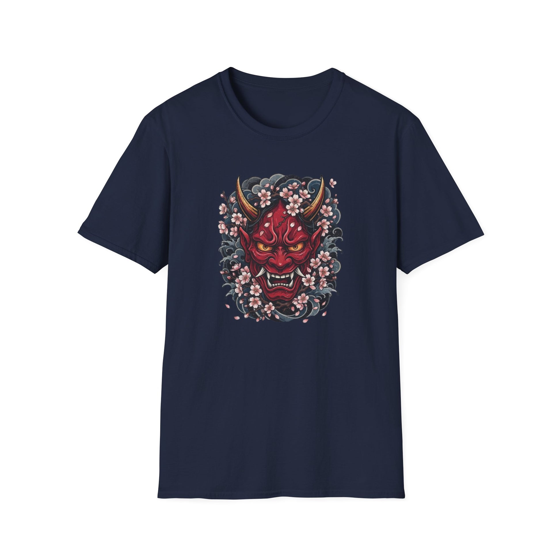 Hannya Maske T-Shirt navy — Japanese Streetwear Dämon Vorderansicht