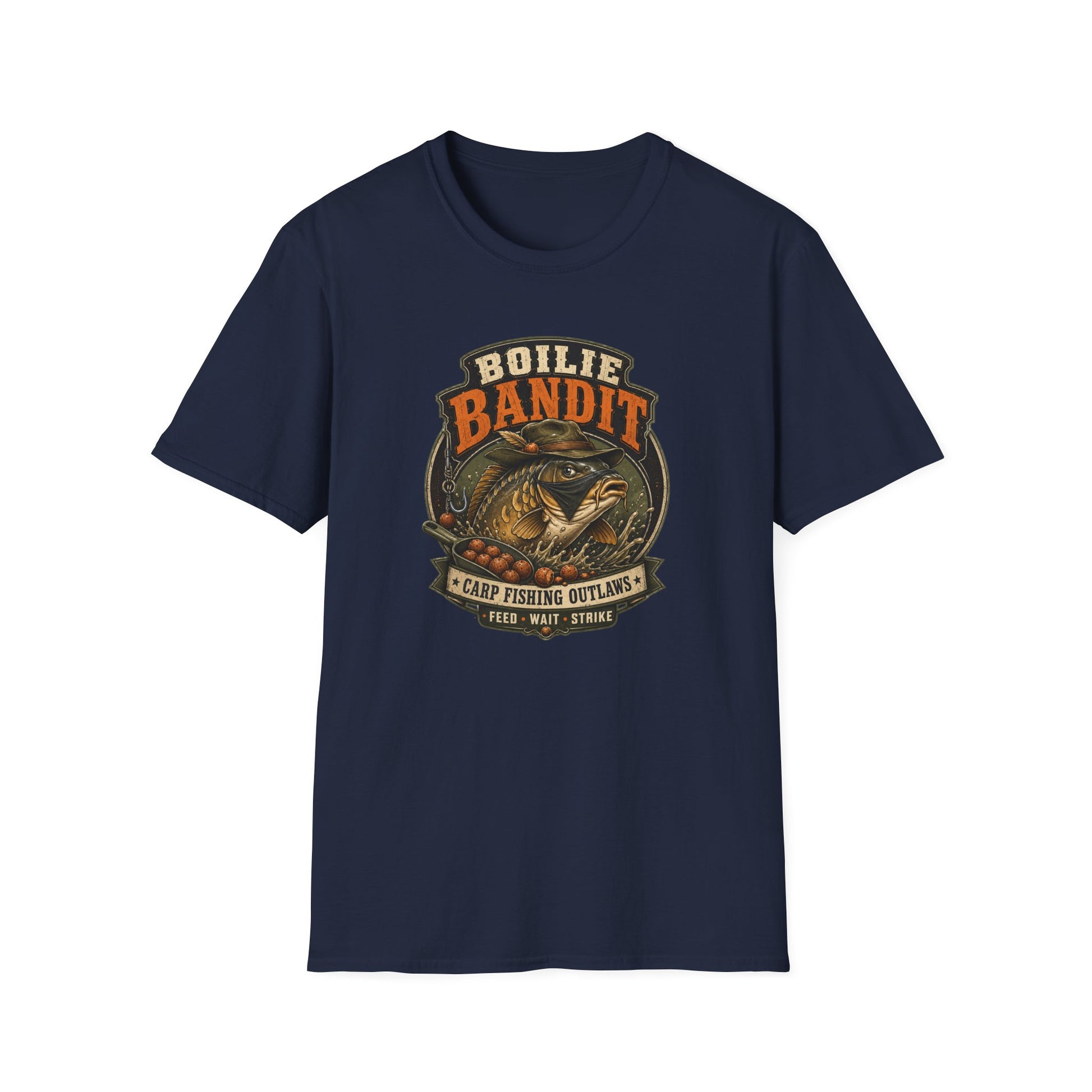 Boilie Bandit Angler T-Shirt Navy Karpfenangler Geschenk Vorderansicht