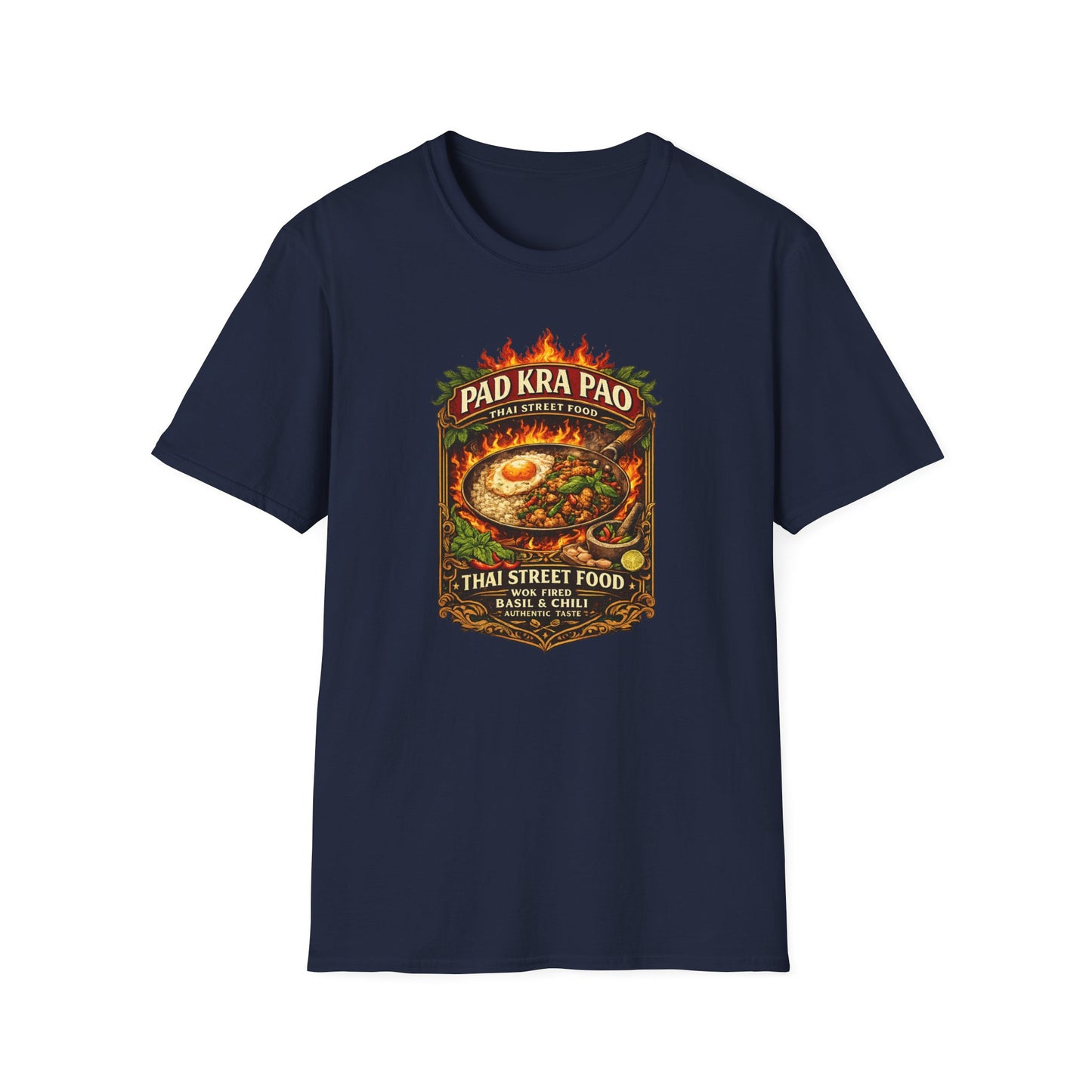 Pad Kra Pao T-Shirt navy blau Thai Street Food Graphic Tee Unisex