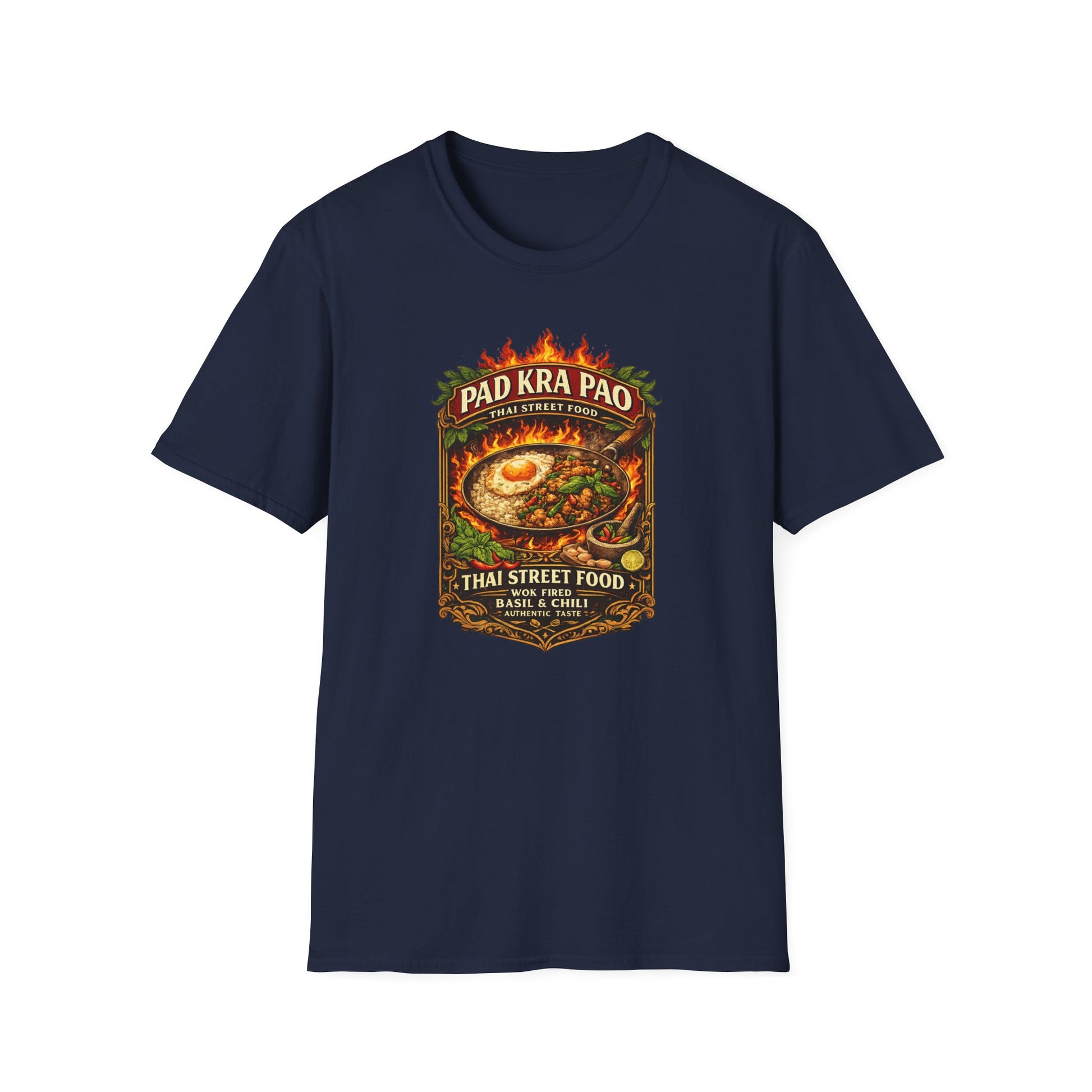 Pad Kra Pao T-Shirt navy blau Thai Street Food Graphic Tee Unisex