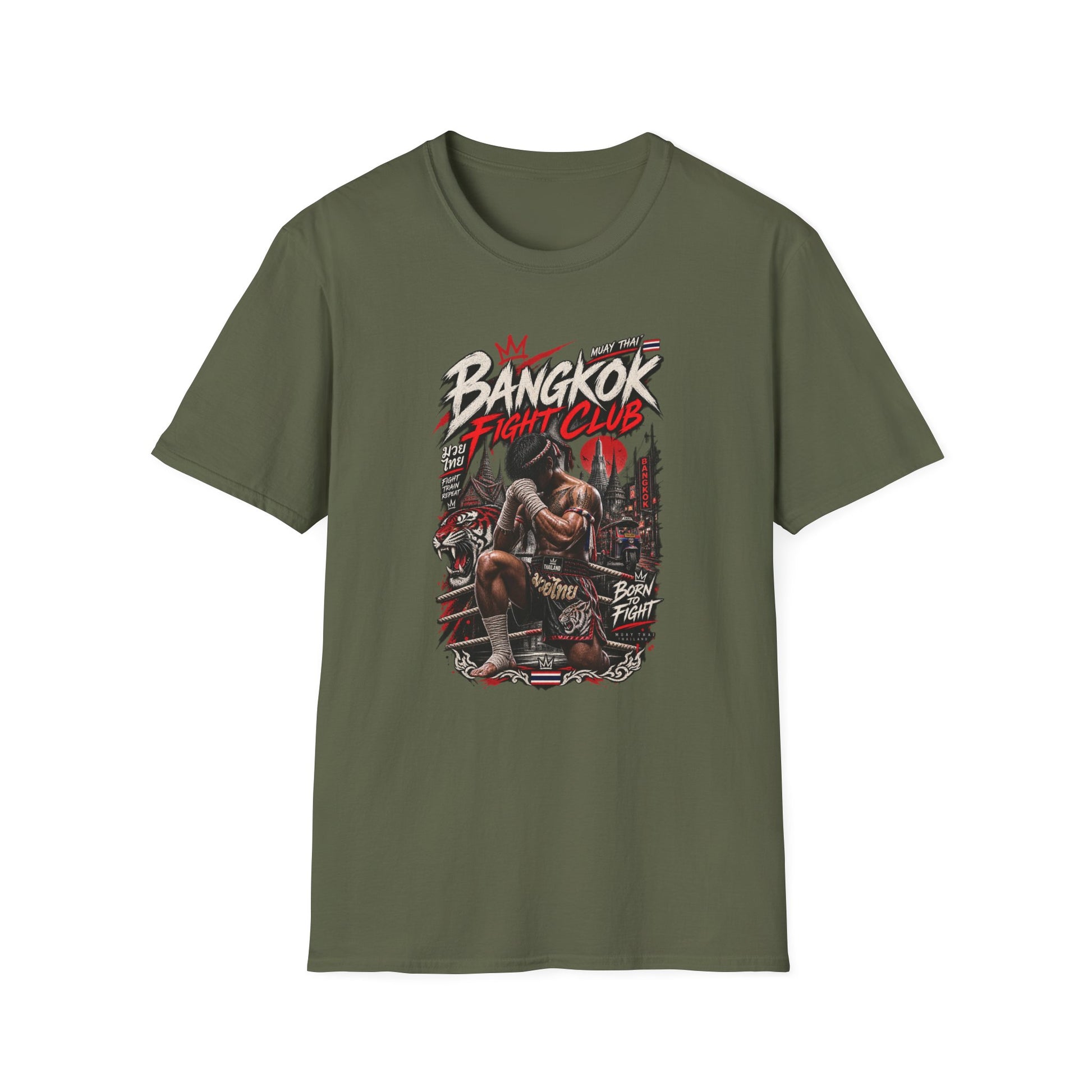 Muay Thai Crown Fighter T-Shirt Rückansicht — Bangkok Tiger Streetwear