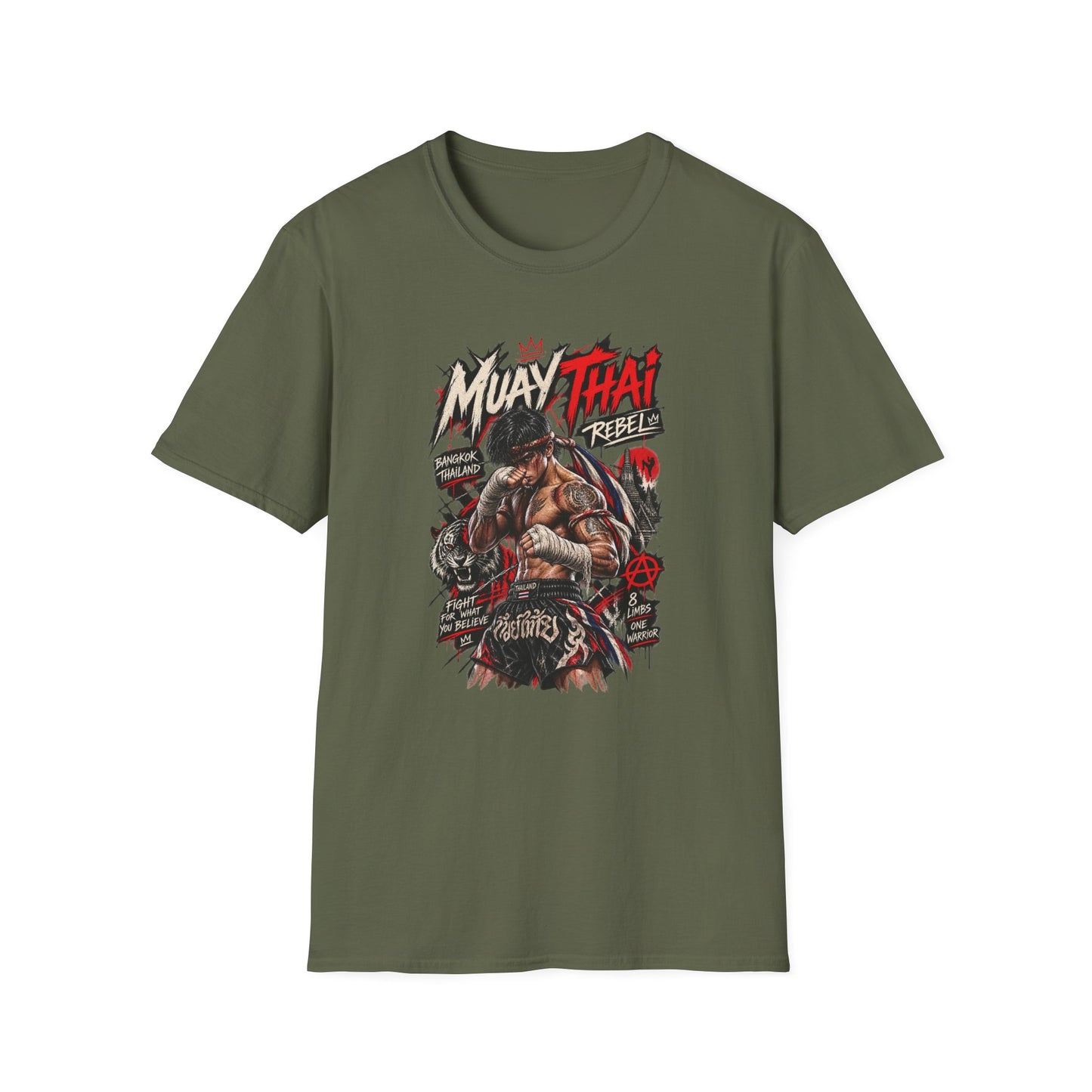 Muay Thai Rebel T-Shirt Schwarz Fighter Graphic Tee Geschenk
