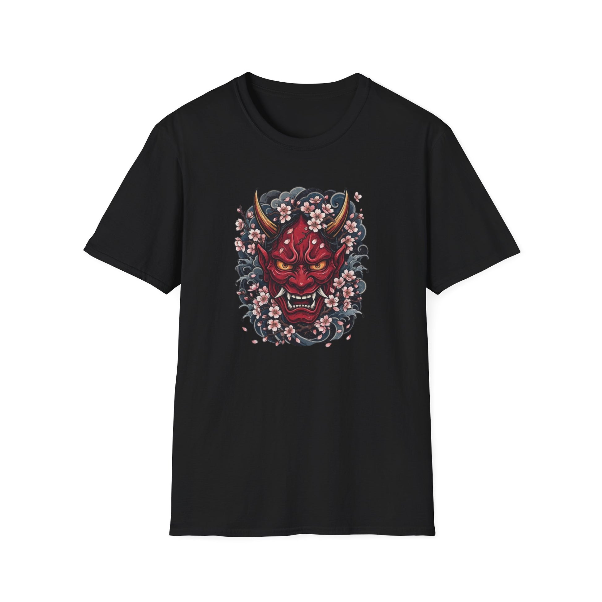 Hannya Maske T-Shirt schwarz — Kirschblüten Dämon Irezumi Geschenk
