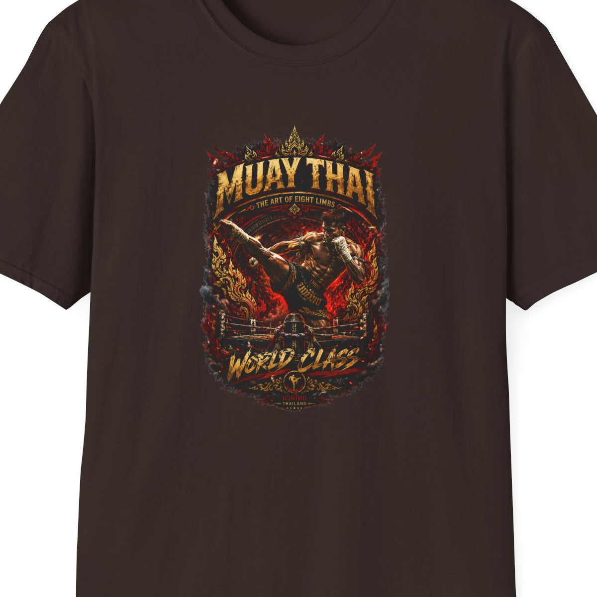 Dark Chocolate Muay Thai World Class T-Shirt – Design Nahaufnahme